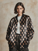 Women's Casual Polka-Dot Print Satin Bomber Jacket ZMZ0393I8XT