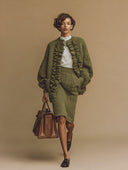 Women's Blended Ruffled Chunky Knit Cardigan And Skirt Two-piece Set ZMZ0676H4XT