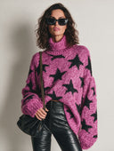 Women's Casual Star-Jacquard Chunky Knit Turtleneck Sweater ZMZ2568H5XT