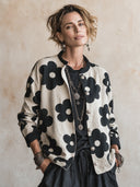 Women's Classic Vintage Cotton-Linen Floral Print Jacket ZMZ0750I8SWL