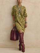 Women's Fashionable High-Stretch Knit Leopard Print Mini Sweater Dress ZMZ1761H6SWL