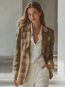 Women's Retro Casual Plaid Blazer ZMZ2861G1ZJY