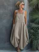 Women's Vintage Cotton-Linen Loose Wide-Leg Overalls ZMZ1944E0SWL