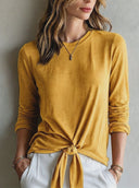 Women's Classic Casual Slub Cotton Long-Sleeve Crew Neck T-Shirt ZMZ0244G3ZYY