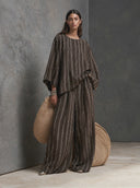 Women's Striped Oversized Top And Wide Leg Pants Two-Piece Set ZMZ0433H2XT