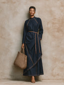 Women's Minimalist Color-blocked Denim Maxi Dress ZMZ1966H0XT