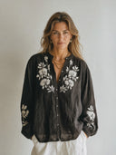 Women's Retro Casual Embroidered Cotton Linen Long-Sleeve Shirt ZMZ2774G0ZJY