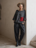 Women's Vintage Dark Grey Three-quarter Sleeve Knit Sweater ZMZ0444I1SWL