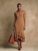 Women's Solid-Color Off-Shoulder Ribbed Knit Midi Dress ZMZ1870H7XT