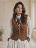Women's Western-Style Faux Suede Cut-Out Vest ZMZ0179I1ZYY
