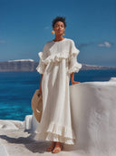 Women's Stylish Vacation-ready Textured Ruffle Maxi Dress ZMZ2145G2SWL