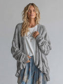 Women's Retro Casual Cotton Yarn Knitted Ruffled Long-Sleeved Cardigan ZMZ1070H0ZJY