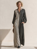 Women's Classic Color-Block Striped Long-Sleeve Jumpsuit ZMZ2417H0SWL