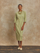 Women's Slim-Fit Solid-Color Cotton Midi Dress ZMZ1115H2XT