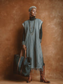 Women's Classic Casual In Air-Layer Fabric With Crew Neck Sleeveless Vest-Style Dress ZMZ0786H5ZYY