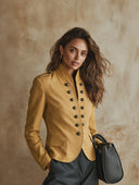 Women's Minimalist Solid-color Double-breasted Military-style Jacket ZMZ1571I2XT