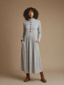 Women's Long-sleeved Button-front Maxi Dress ZMZ1755H4XT