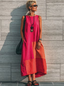 Women's Casual & Vibrant Color-Block Sleeveless Midi Dress ZMZ2373E2SWL