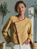 Women's Retro Elegant Casual Faux Suede Single-Breasted Jacket With Asymmetrical Placket ZMZ0215I7ZYY