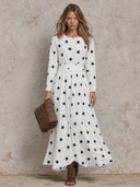 Women's Polka-Dot Pleated Long-Sleeve Maxi Dress ZMZ2773G9XT ZMZ2773G9XT