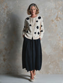 Women's Retro Casual Round Neck Polka Dot Knitwear And Pleated Skirt Two-Piece Set ZMZ0381I9XT
