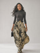 Women's Retro Casual Cotton T-shirt Printed Skirt Set ZMZ2346G3ZJY