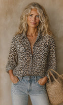 Women's Leopard Print Long-sleeve Shirt ZMZ0457H4XT
