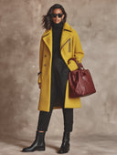 Women's Casual Faux Wool Blend Lapel Long Zipper Coat ZMZ0814I7XT
