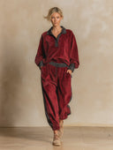 Women's Retro Casual Color-Block Corduroy Sweatshirt And Pants Set ZMZ0485H0ZJY