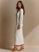 Women's Retro Casual Knitted Button-Up Long-Sleeve Maxi Dress ZMZ3051G9ZJY