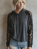 Women's Retro Casual Lace-trimmed Cotton Hooded Sweatshirt ZMZ1870H3ZJY