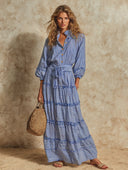 Women's Vacation Cotton Plaid Print Maxi Dress ZMZ2498H6XT