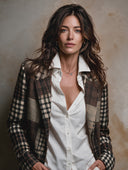 Women's Vintage Casual Plaid-Panel Blazer ZMZ2497H7XT