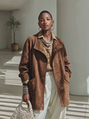 Women's American Vintage-Style Faux Suede Lapel And Single-Breasted Closure Jacket ZMZ0936I6ZYY