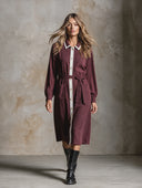 Women's French-Style Elegant Cotton Color-Block Collar Tie-Neck Midi Shirt Dress ZMZ0345I7XT