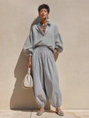 Women's Classic Cotton Vertical-Stripe Long-Sleeve Top And Pants Two-Piece Set ZMZ0440H1SWL