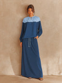 Women's Casual Color-Block Top And Skirt Two-Piece Set ZMZ0420H8XT