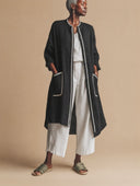 Women's Vintage-Style Casual Cotton-Linen Single-Breasted Lightweight Mid-Length Jacket ZMZ1744H8ZYY
