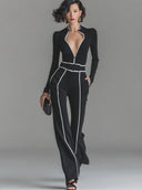 Women's Color-Block Slim-Fit Long-Sleeve Jumpsuit ZMZ2434D9XT
