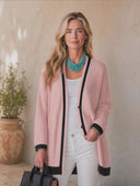 Women's Classic Casual Pink Single-Breasted Knit Cardigan ZMZ2040H0ZYY