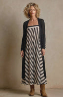 Women's French-style Relaxed Striped Strapless Maxi Dress And Long Cardigan Set ZMZ2152H3XT